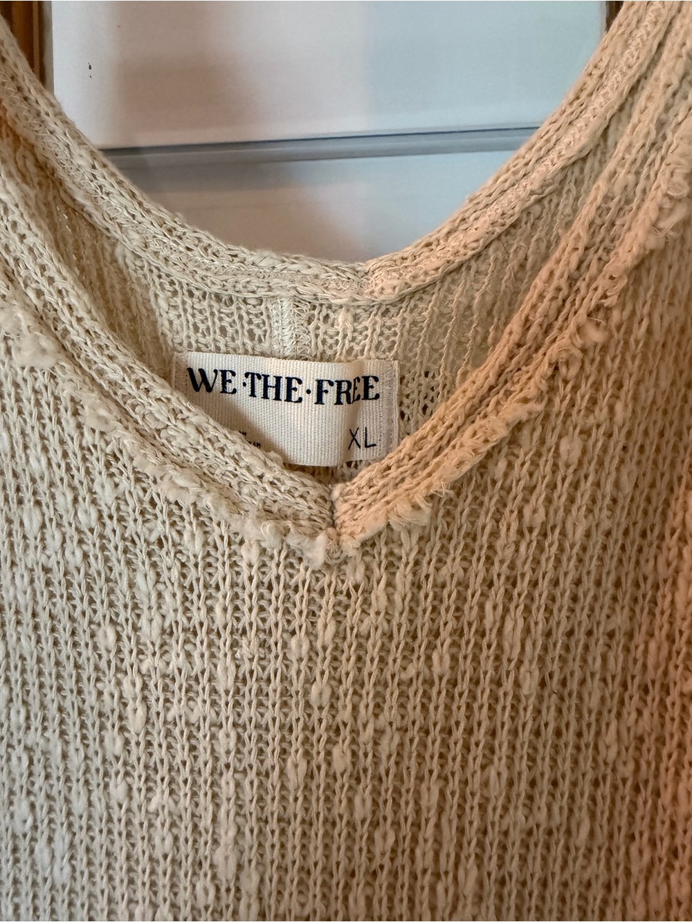 We The Free Ivory Knit V-Neck Sweater
